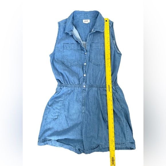 Pact Sleeveless Denim Romper  Women’s Small Organic Cotton Chambray Button Up - Picture 7 of 8
